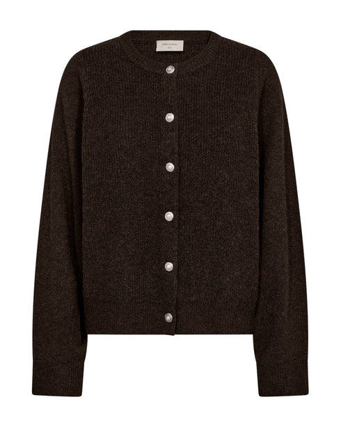 Freequent FQHARA Fisherman Stitch Wool Blend Cardigan 211973 MOLE - Mole Melange