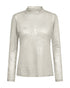 Freequent FQISVA Foil Print High Neck Long Sleeve Top 212075 - Moonbeam / Silver
