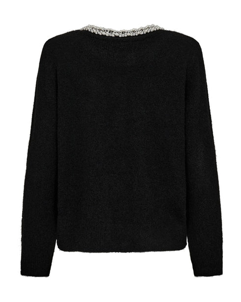 Freequent FQGRSFLIRT Pearl & Rhinestone Neckline Cardigan 212123 - Black