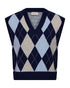 Freequent FQSIBYLL Argyle Knit Wool Silk Blend Vest 212134 - Navy Blazer/Chambray Blue Mel