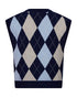 Freequent FQSIBYLL Argyle Knit Wool Silk Blend Vest 212134 - Navy Blazer/Chambray Blue Mel