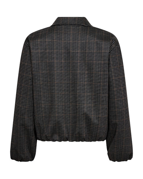 Freequent FQNADUVA Checked Jersey Zip Jacket 212296 - Black/Desert Taupe