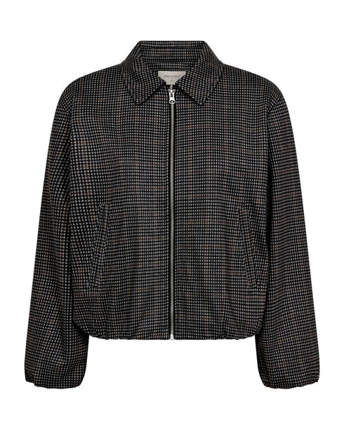 Freequent FQNADUVA Checked Jersey Zip Jacket 212296 - Black/Desert Taupe