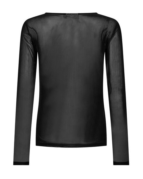 Freequent FQMESHKA Sheer Mesh Long Sleeve T-Shirt 212413 BLK - Black