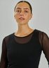 Freequent FQMESHKA Sheer Mesh Long Sleeve T-Shirt 212413 BLK - Black