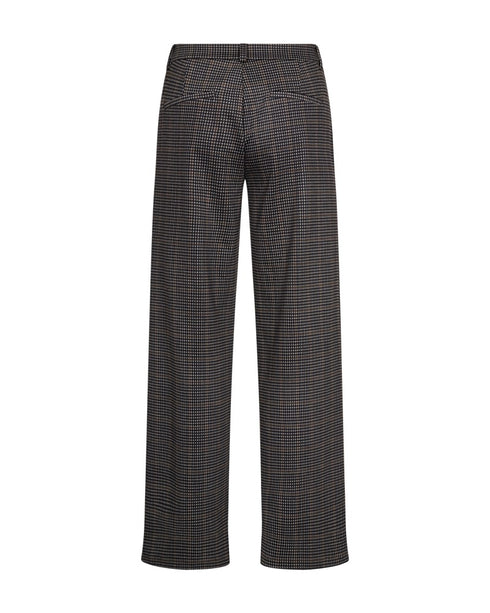 Freequent FQNADUVA Wide Leg Checked Jersey Pants 212421 - Black/Desert Taupe