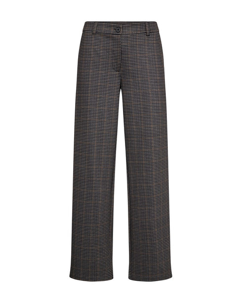 Freequent FQNADUVA Wide Leg Checked Jersey Pants 212421 - Black/Desert Taupe