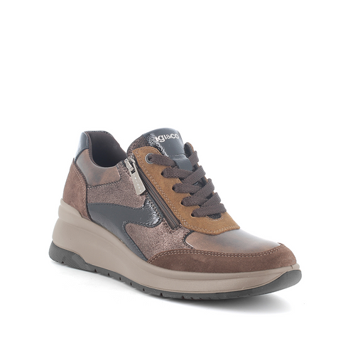 Igi & Co Leather & Suede Platform Zip Trainer 2152311 - Brown