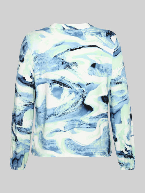 Signature Women's Blouson Shirt 218661 - Elegant Marble Print