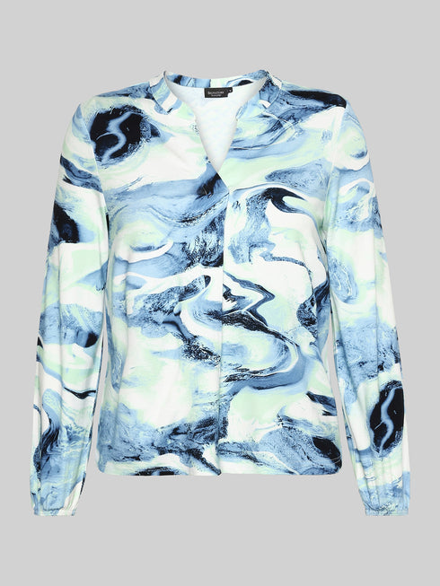 Signature Women's Blouson Shirt 218661 - Elegant Marble Print