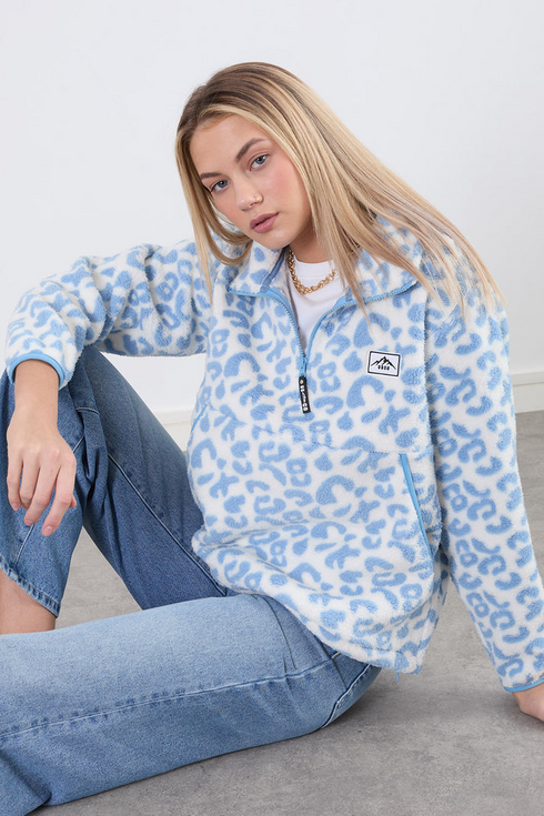Usco Blue Leopard Trek Half-Zip Adventure Fleece 45508-t370