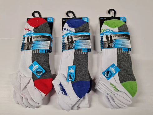 ProHike 2241 Mens 2-Pack Low Cut Sports Socks with Comfort Padding