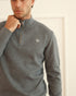 Walker and Hunt Huxley Quarter Zip Knit Steel Blue Merino Wool Blend