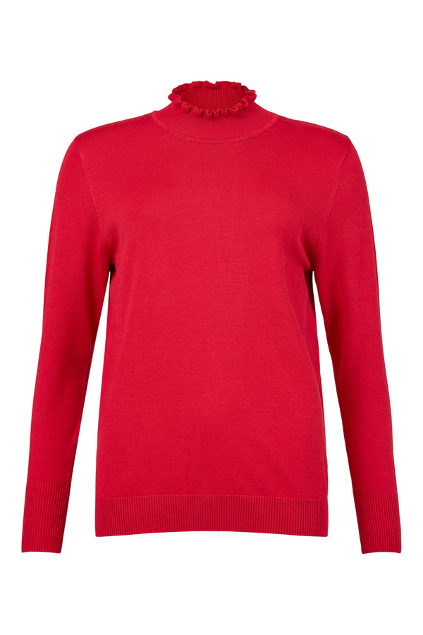Sunday Womens Ruffled Mock Neck Pullover 62586030 44 - Raspberry