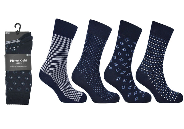 Pierre Klein Men’s 3 Pack Socks - Printed Design 2488
