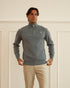 Walker and Hunt Huxley Quarter Zip Knit Steel Blue Merino Wool Blend