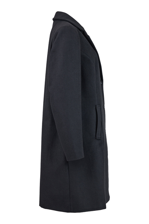 Normann Women's Black 90 Single-Breasted Wool Blend Classic Coat 2504