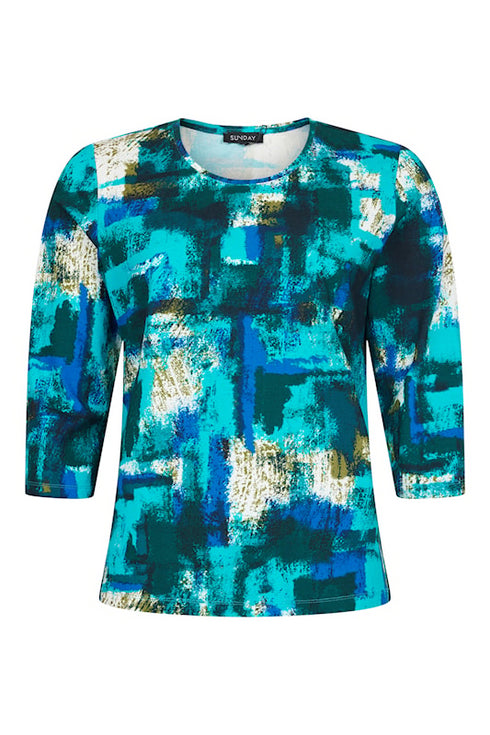 Sunday Abstract Print Round Neck T-Shirt 6560 6304