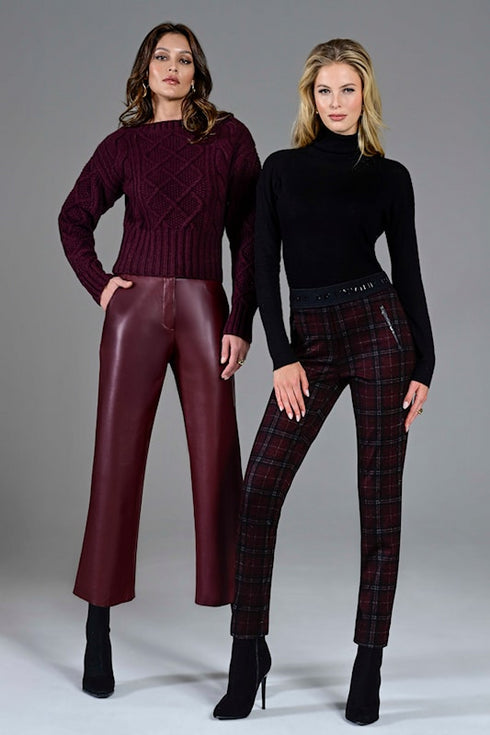 Robell Cloe Faux Leather Cropped Trousers 65cm Length 52442-60042