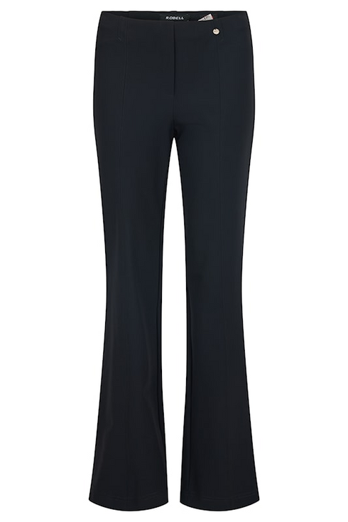 Robell Joella 82 cm Black Regular Waist Flared Pull-On Jersey Trousers 53640-54199