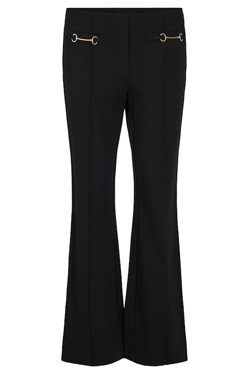 Robell Joella 82cm Kickflare Trousers with Gold Detail - Black SKU 53641-60012