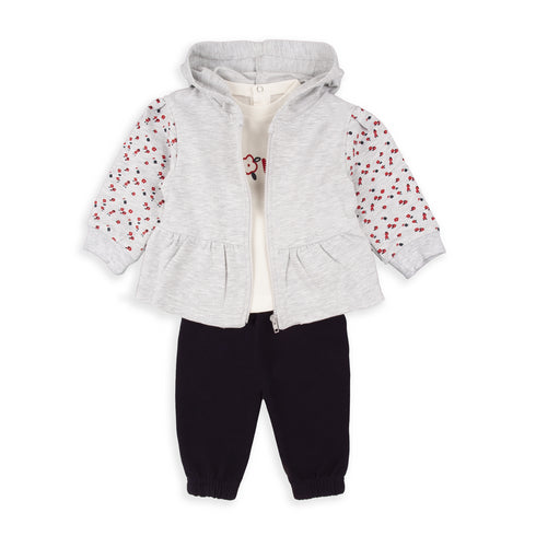 Babybol 3-Piece Floral Outfit Set (521003) with Hooded Zip-Up