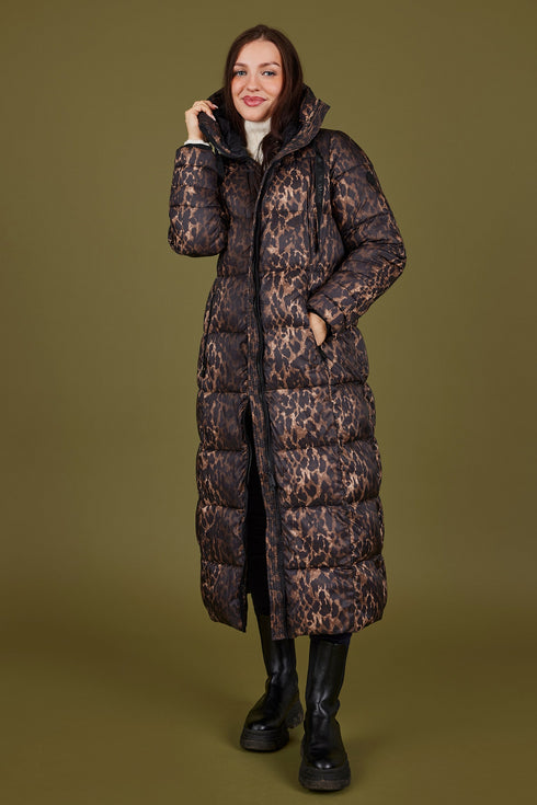 Normann Long Hooded Animal Print Coat - Style 4339-4557-0