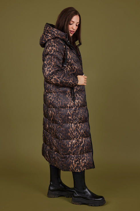 Normann Long Hooded Animal Print Coat - Style 4339-4557-0