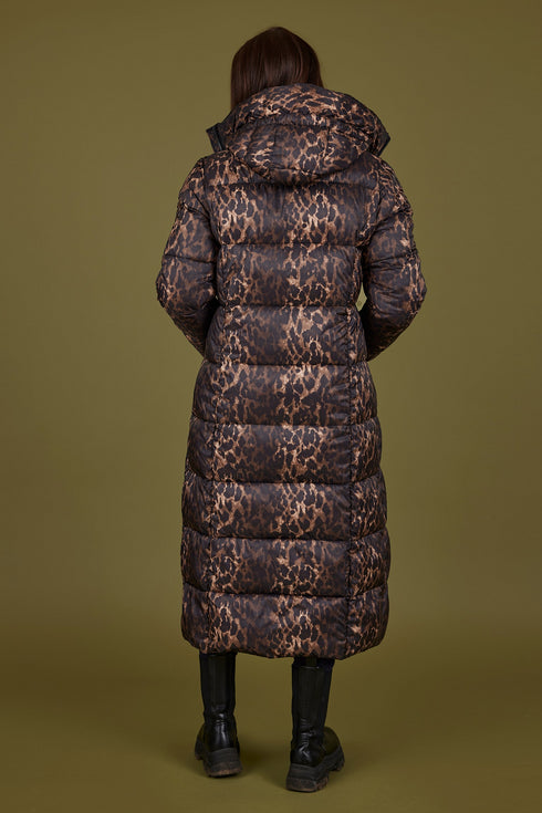Normann Long Hooded Animal Print Coat - Style 4339-4557-0