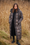 Normann Long Hooded Animal Print Coat - Style 4339-4557-0