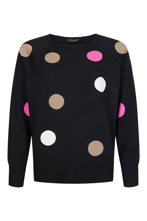 Sunday Circle Print Pullover with Ribbed Trim - 6742 6281