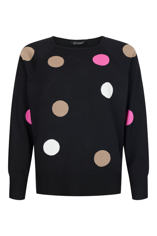 Sunday Circle Print Pullover with Ribbed Trim - 6742 6281