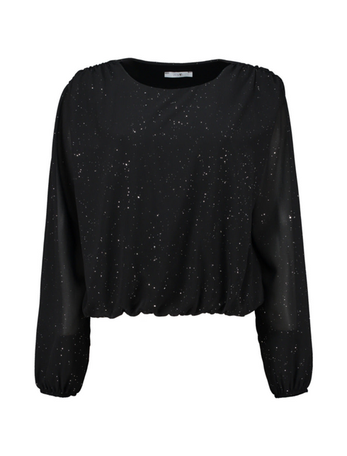 Hailys Lo44la Black Glitter Long Sleeve Knit Top – JUST-25763