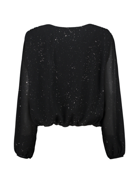 Hailys Lo44la Black Glitter Long Sleeve Knit Top – JUST-25763