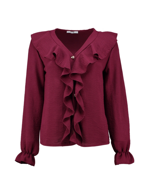 Hailys Ro44wena Burgundy Long Sleeve Blouse – JU-25763