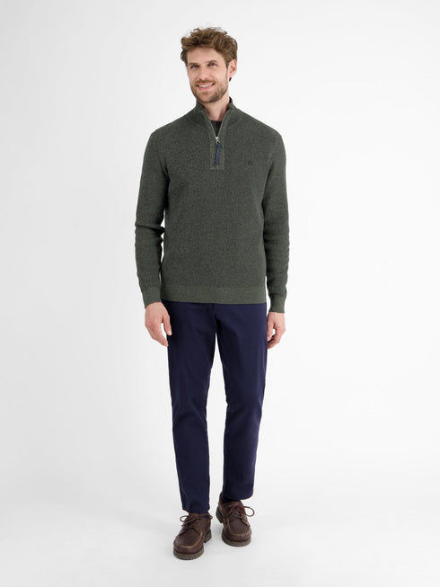 Lerros Men’s Knitted Tryoer Sweater with High Collar Melange Look- 2585423