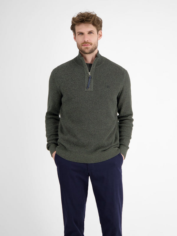 Lerros Men’s Knitted Tryoer Sweater with High Collar Melange Look- 2585423