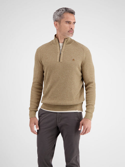 Lerros Men’s Knitted Tryoer Sweater with High Collar Melange Look- 2585423
