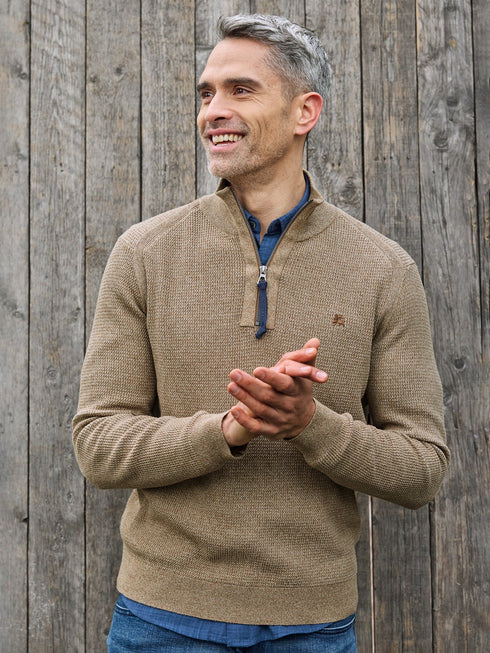 Lerros Men’s Knitted Tryoer Sweater with High Collar Melange Look- 2585423