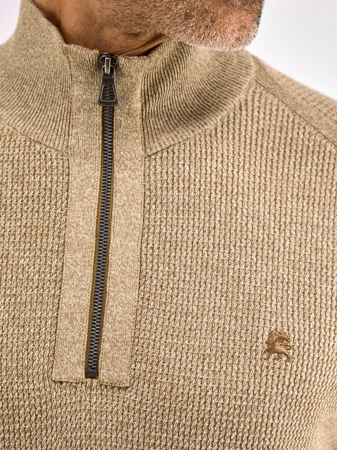 Lerros Men’s Knitted Tryoer Sweater with High Collar Melange Look- 2585423