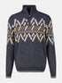 Lerros 2595428 Men's Norwegian Pattern Sweater - Turtleneck with Zip Knit