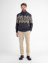 Lerros 2595428 Men's Norwegian Pattern Sweater - Turtleneck with Zip Knit