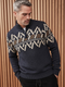 Lerros 2595428 Men's Norwegian Pattern Sweater - Turtleneck with Zip Knit