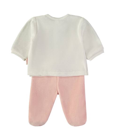 Babybol Animal Wrap Top and Footed Trousers 2 Piece Set B260001 - Pink