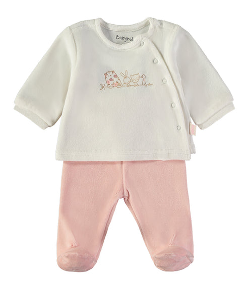 Babybol Animal Wrap Top and Footed Trousers 2 Piece Set B260001 - Pink