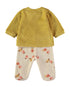 Babybol | Quilted Floral Wrap Top and Footed Trousers 2 Piece Set B260003 - Mustard