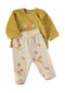 Babybol | Quilted Floral Wrap Top and Footed Trousers 2 Piece Set B260003 - Mustard