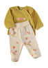 Babybol | Quilted Floral Wrap Top and Footed Trousers 2 Piece Set B260003 - Mustard