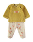 Babybol | Quilted Floral Wrap Top and Footed Trousers 2 Piece Set B260003 - Mustard
