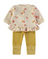 Babybol | Floral Print Ruffle-Hem Top and Quilted Trousers 2 Piece Set B260004 - Mustard